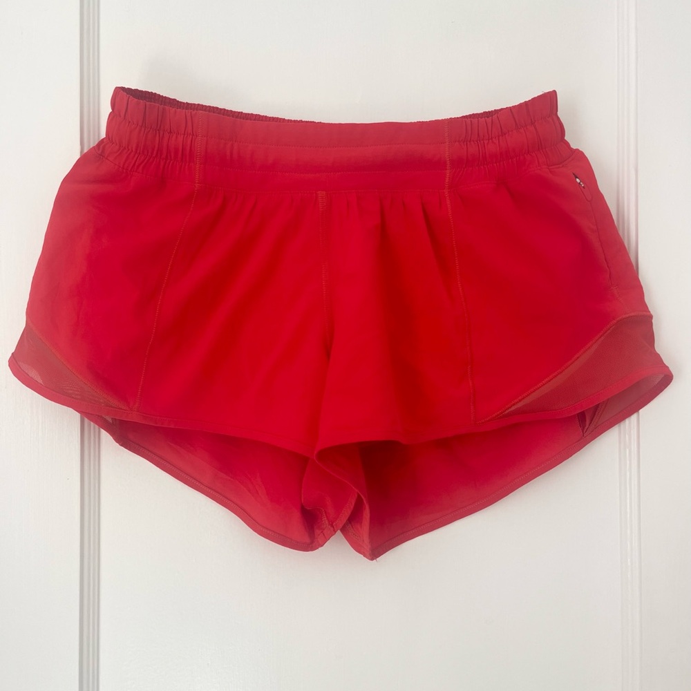 Red/Coral Lululemon Hotty Hot 2.5” Shorts